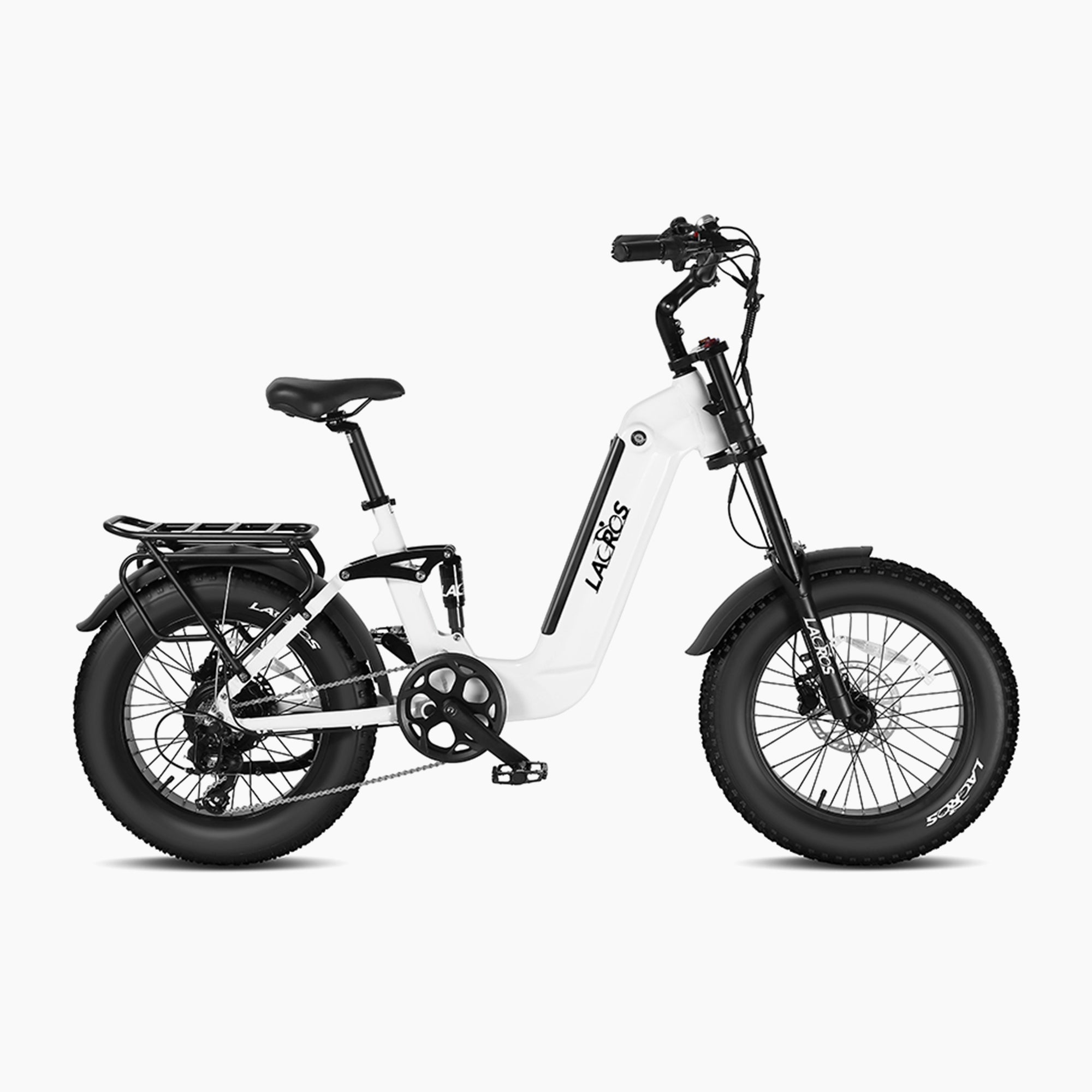 White electric bike with black accents