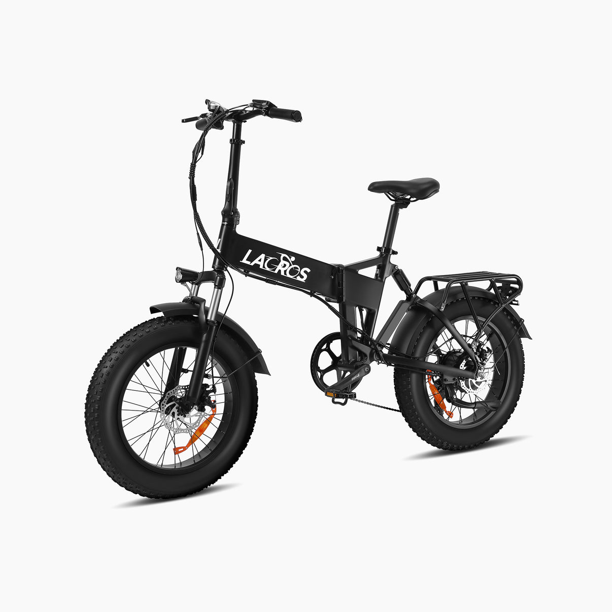 Black foldable electric bike with 'LACROS' branding  #color_black