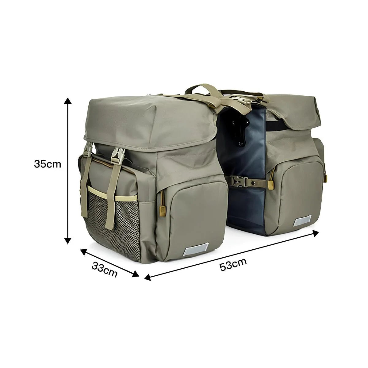 Official Lacros 50L pannier dimension graphic